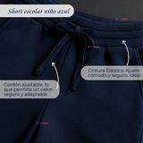 Short Pantalon Corto Niño Algodón Deportivo Escolar Azul Marino