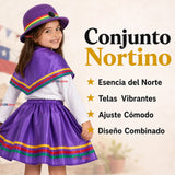 Traje Nortino Niña 3 Piezas Morado Baile Típico Fiestas Patrias