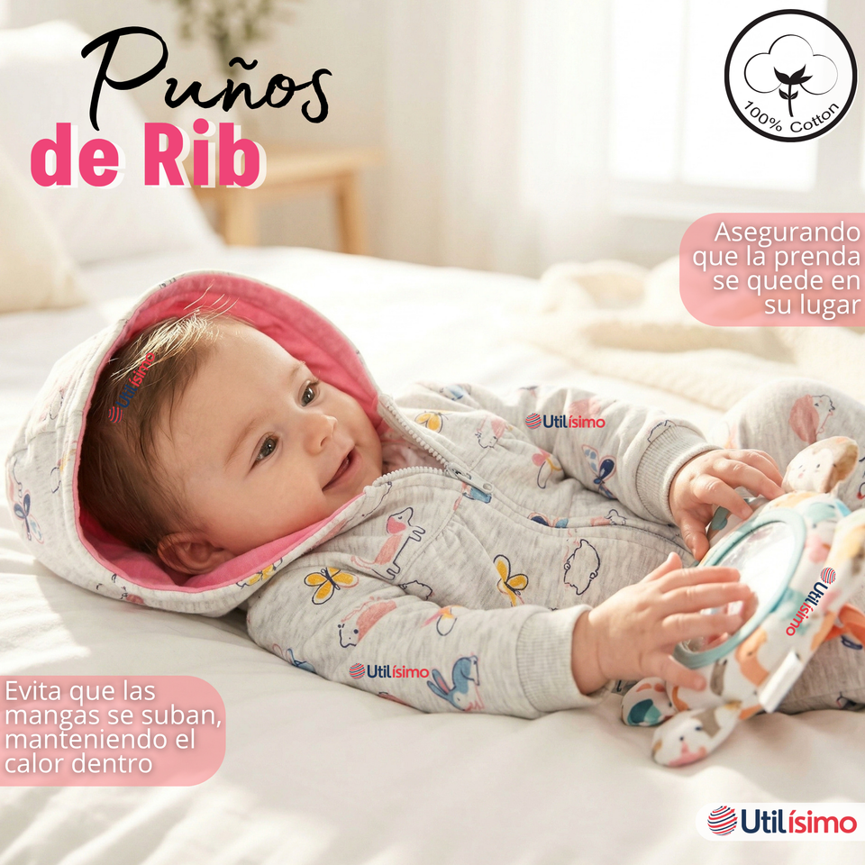 Conjunto 2 Piezas Buzo Pantalón Y Polerón De Algodón Gris Mariposas Bebé Niña