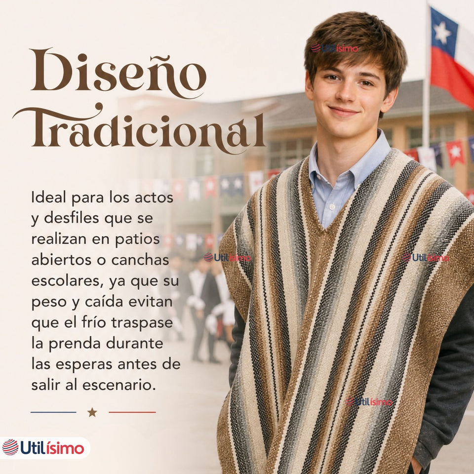 Pack 3 Poncho Manta Mapuche Juvenil Fiestas Patrias