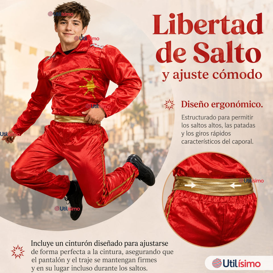 Traje Típico Caporal Rojo Danza Tradicional Fiestas Patrias