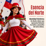 Traje Nortino Juvenil Con Polera 4 Piezas Rojo Baile Típico Fiestas Patrias