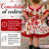 Vestido Chinita Huasa Niña Rojo Floreado Cueca Fiestas Patrias