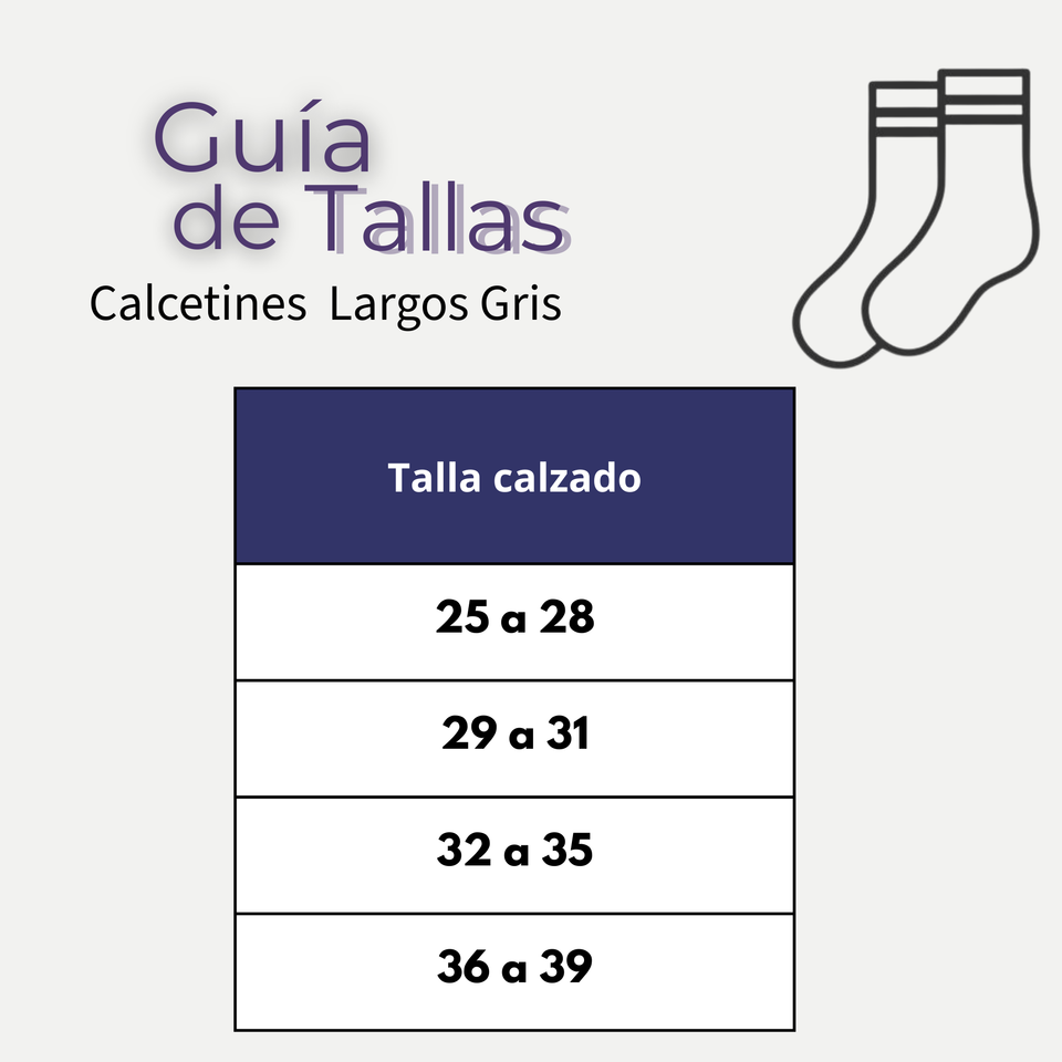 Calcetín Escolar Largo Acrílico Gris Niñas