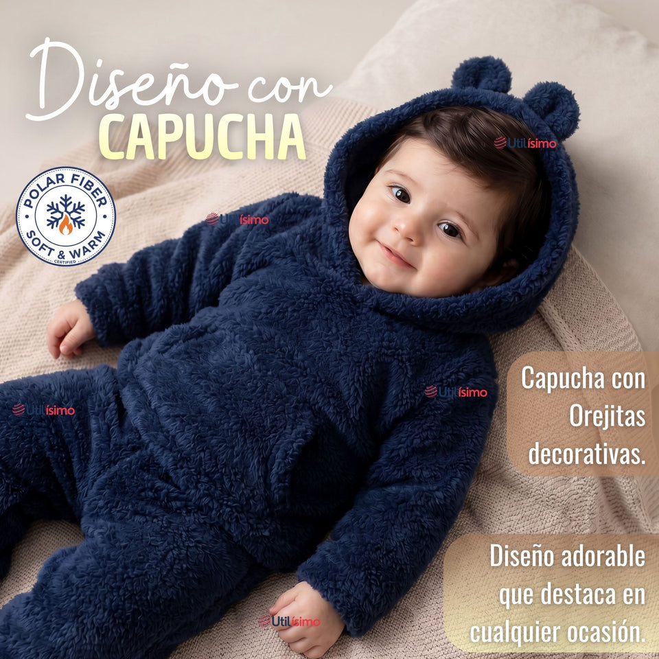 Buzo Polerón Conjunto Polar Niño Unicolor Azul