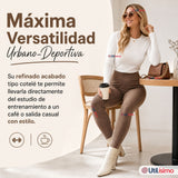Calza Acanalada Cotelé Polar Con Chiporro Térmica Mujer Elásticada Café