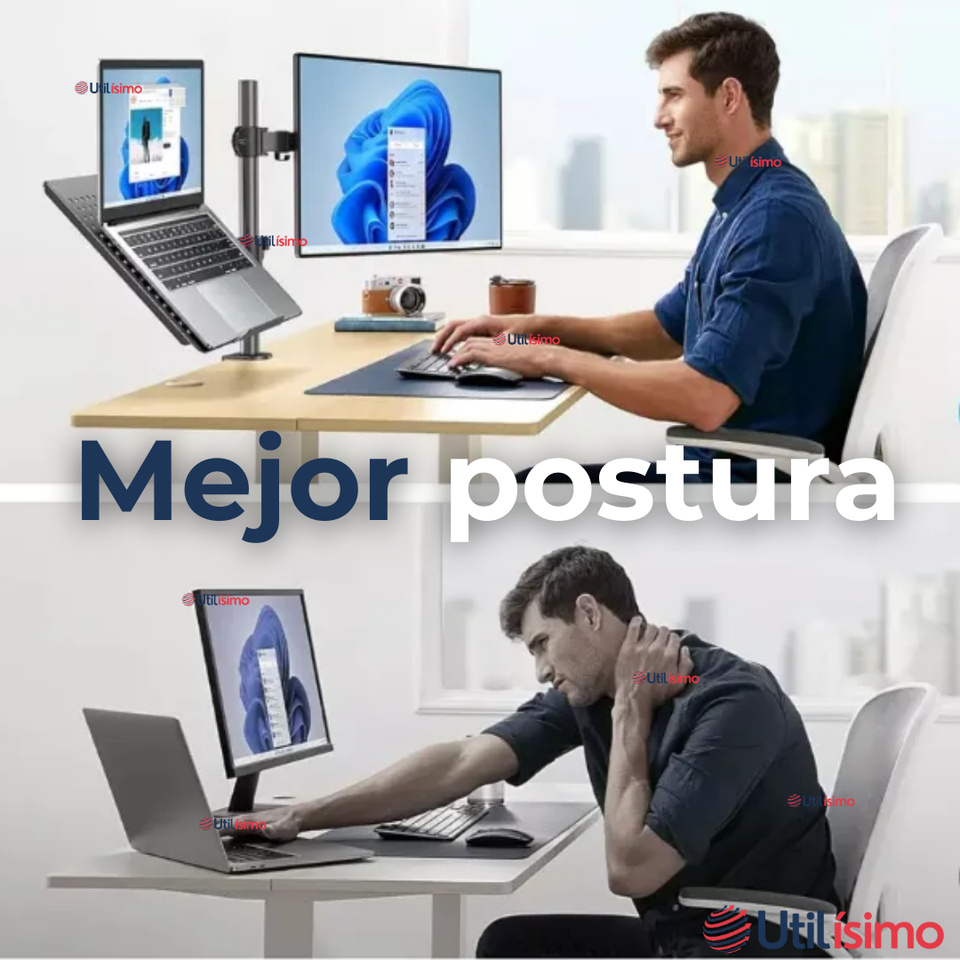 Soporte Brazo Doble Articulado Para Monitor Y Notebook Escritorio 15 a 33 Pulgadas 15 17 19 22 24 27 28 29 30 32