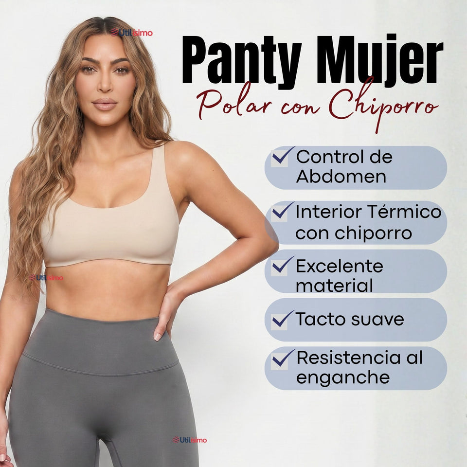 Calza Panty Con Chiporro Térmica Mujer Elasticada Gris