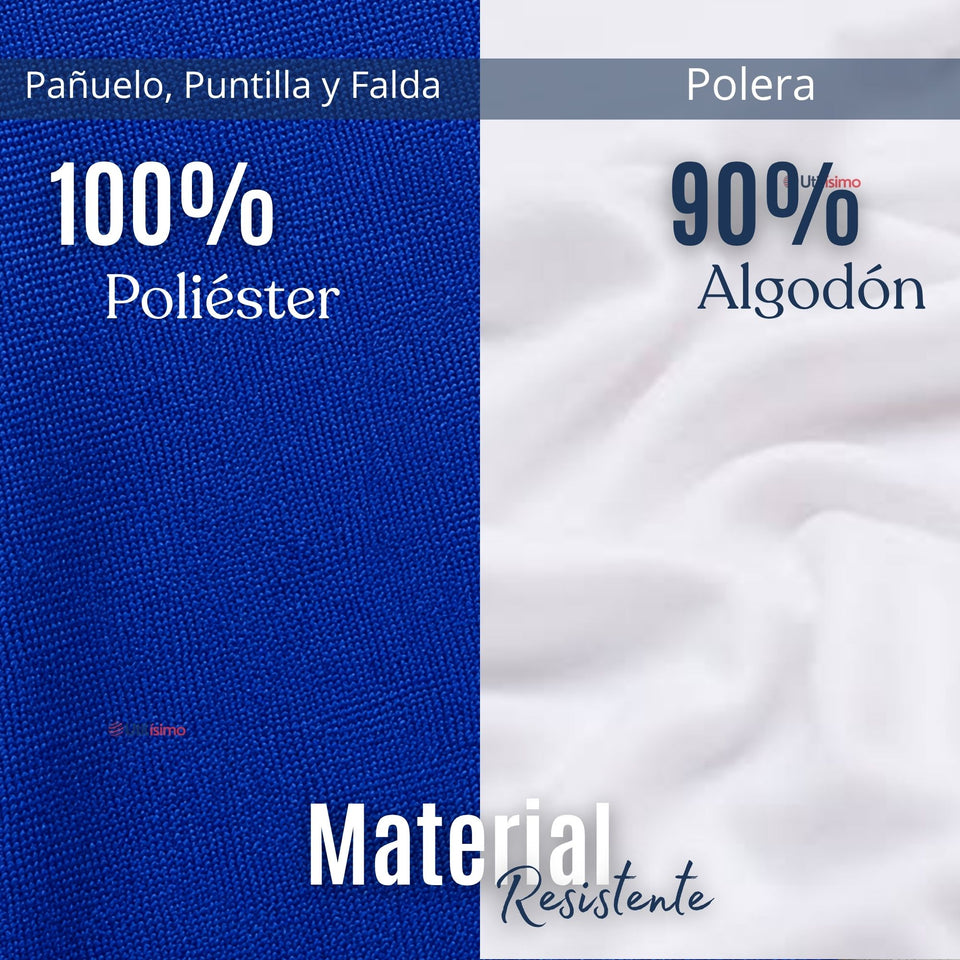 Traje Chilote Niña Azul Fiestas Patrias Con Polera 4 Piezas Tradicional Chilota