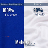 Traje Chilote Niña Azul Fiestas Patrias Con Polera 4 Piezas Tradicional Chilota