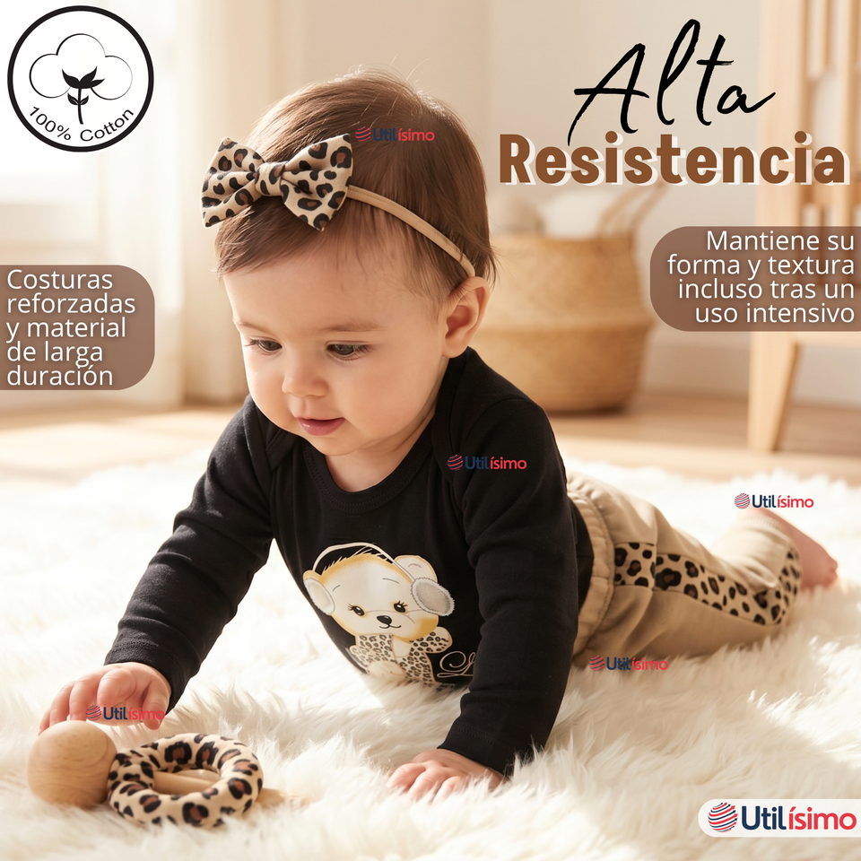 Conjunto 3 Piezas Buzo Pantalón Polerón Body De Algodón Beige Bebé Niña
