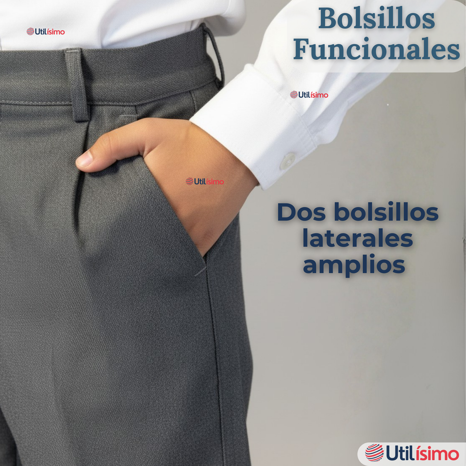 Pack 3 Pantalón Escolar Colegio Clásico Niño Gris
