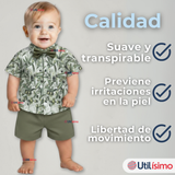 Conjunto de Vestir Camisa Con Lazo Y Pantalón Corto Algodón Niño