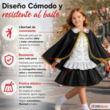 Traje Tirana Diablada Negro 3 Piezas Niña Baile Típico Fiestas Patrias
