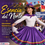 Pack 3 Trajes Nortinos Juveniles Con Poleras 4 Piezas Morado Baile Típico Fiestas Patrias