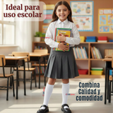 Pack 3 Calcetínes Escolares Largo Acrílico Blanco Niñas Juvenil