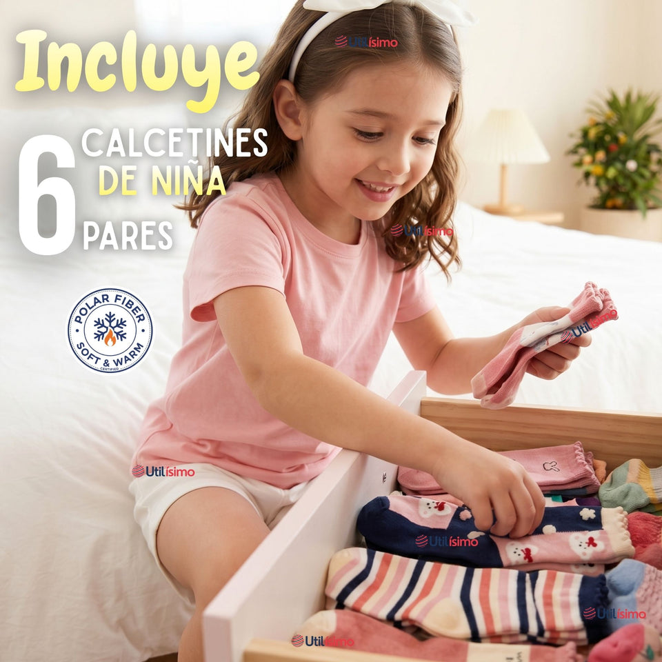 Pack 6 Pares Calcetines Niña Toalla Térmicos Suaves