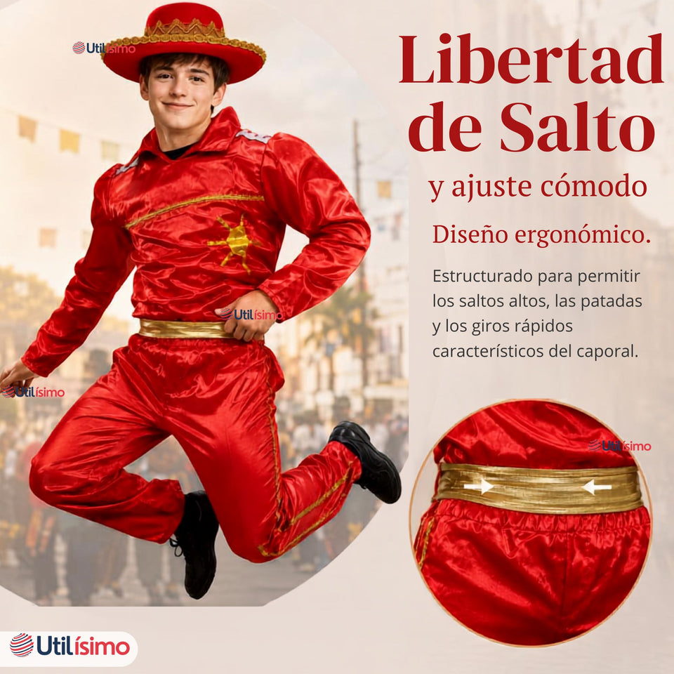 Traje Típico Caporal Rojo Con Sombrero Danza Tradicional Fiestas Patrias