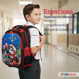 Mochila Escolar Con Ruedas Desmontables Diseño 3D + Estuche + Lonchera Niño Poliéster Motorcycle