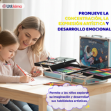 Set 145 Piezas Arte Infantil Dibujo Maletín Metálico Completo Incluye Lápices Marcadores Pinturas Pasteles Y Accesorios