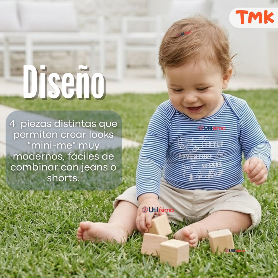 Pack 4 Bodys Manga Larga 100% Algodón Tedmimak Sweet Nature Bebé Niño