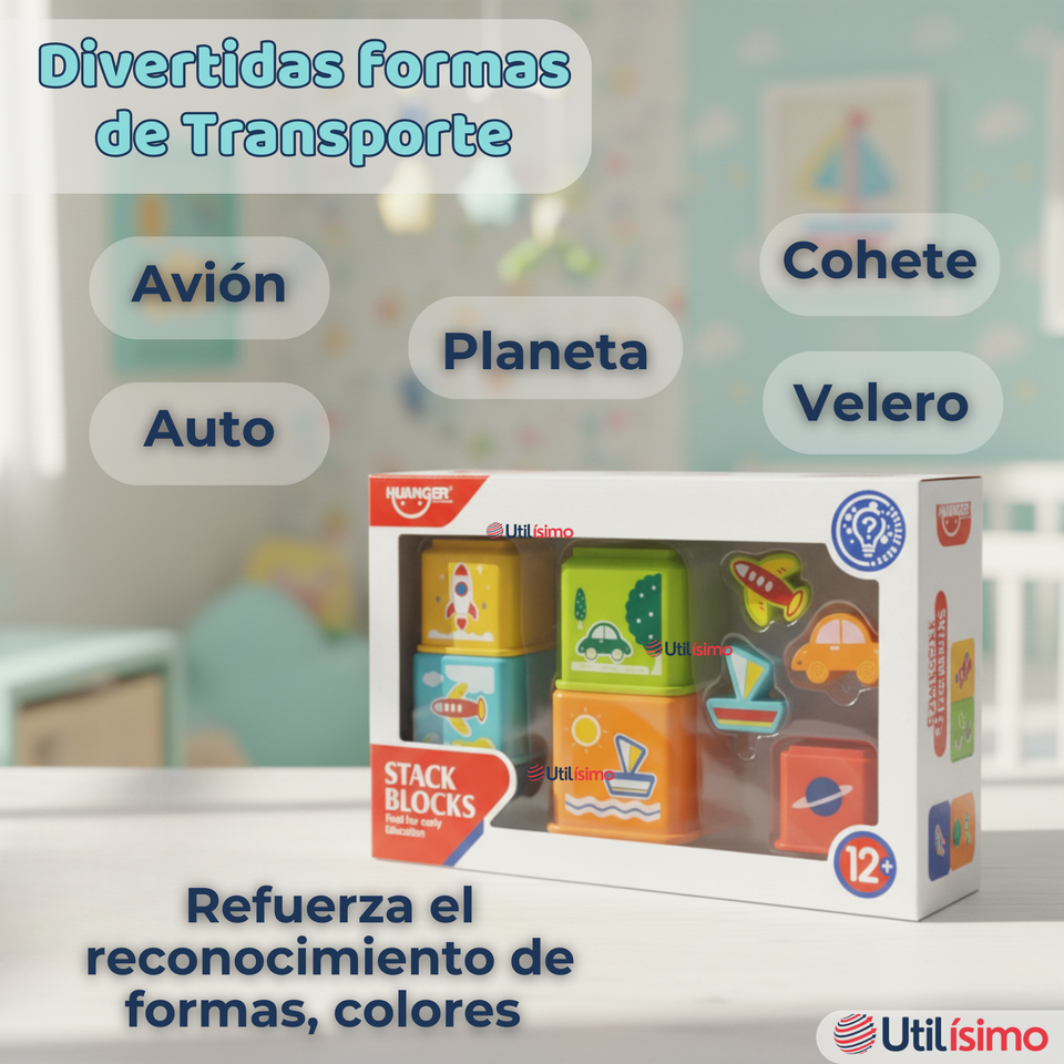 Juego Didáctico Bebé Encaje Apilable Torre Con Figuras Niña y Niño