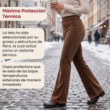 Pantalón Cotelé Palazzo Polar Con Chiporro Elasticado Térmico Café