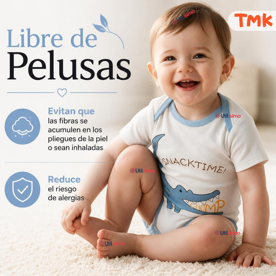 Pack 5 Bodys Manga Corta %100 Algodón Tedmimak Niño Jungle Crew