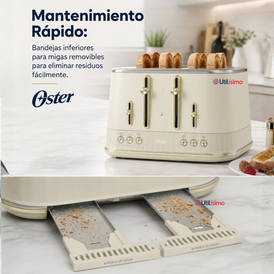 Tostadora premium Oster® para 4 rebanadas TSSTMNOM4S-052