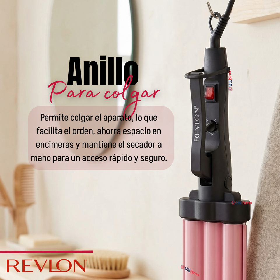 Onduladora De Pelo Revlon Waver Jumbo De 3 Barriles 120W Rosa