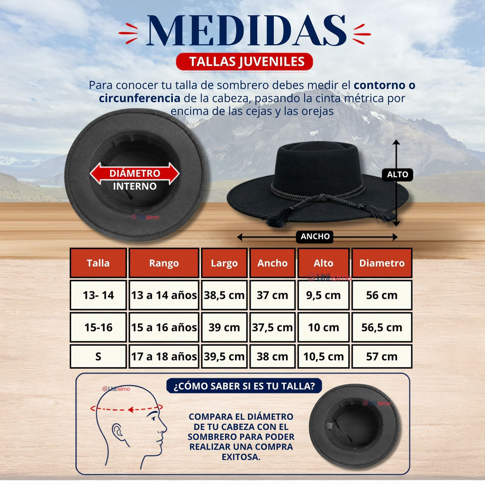 Pack 3 Sombrero Huaso Negro Tradicional Para Fiestas Patrias