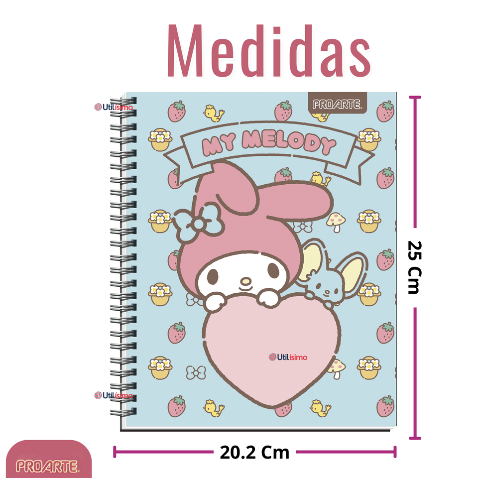 Pack 5 Cuadernos Universitarios My Melody 100 Hojas Proarte Diseño Surtido