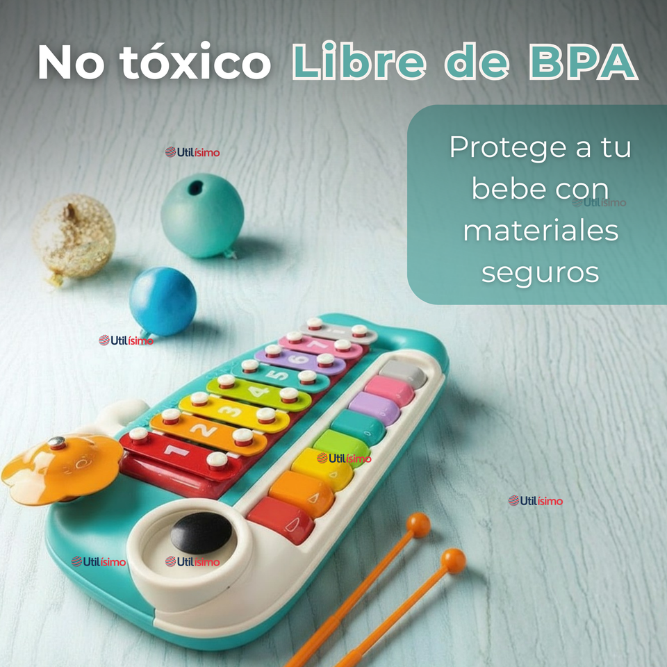Juguete Xilófono Piano 5 en 1 Bebé Niña Niño Interactivo Notas Multicolor