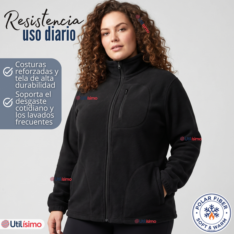 Polerón Térmico Micropolar Cuello Alto Mujer Negro Invierno