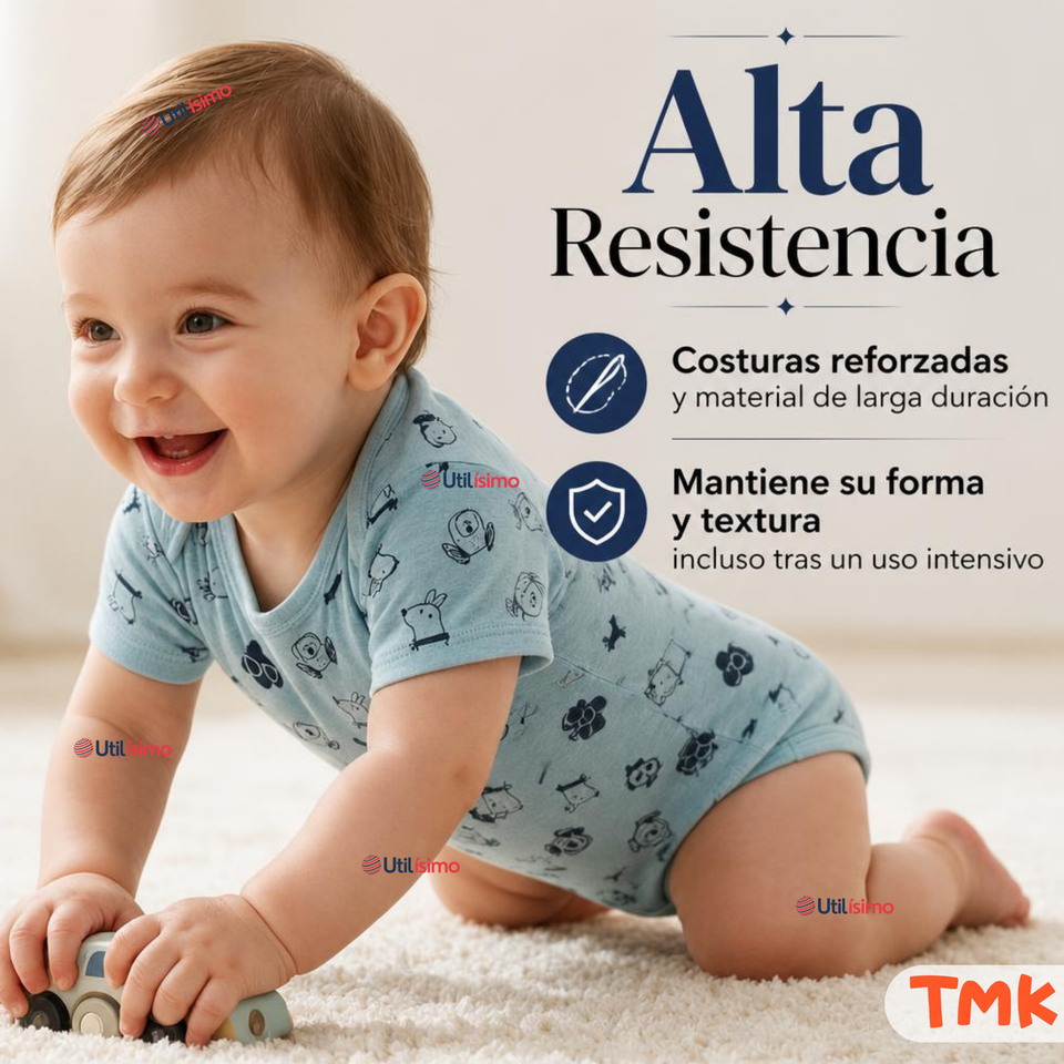Pack 5 Bodys Manga Corta %100 Algodón Tedmimak Niño Playful Pups