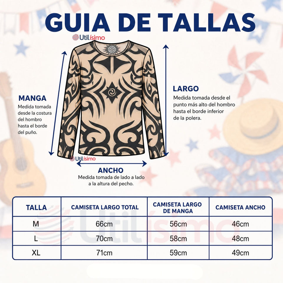 Pack 3 Poleras Diseño Tattoo Hombre Rapa Nui Estilo Pascuense Traje Danza