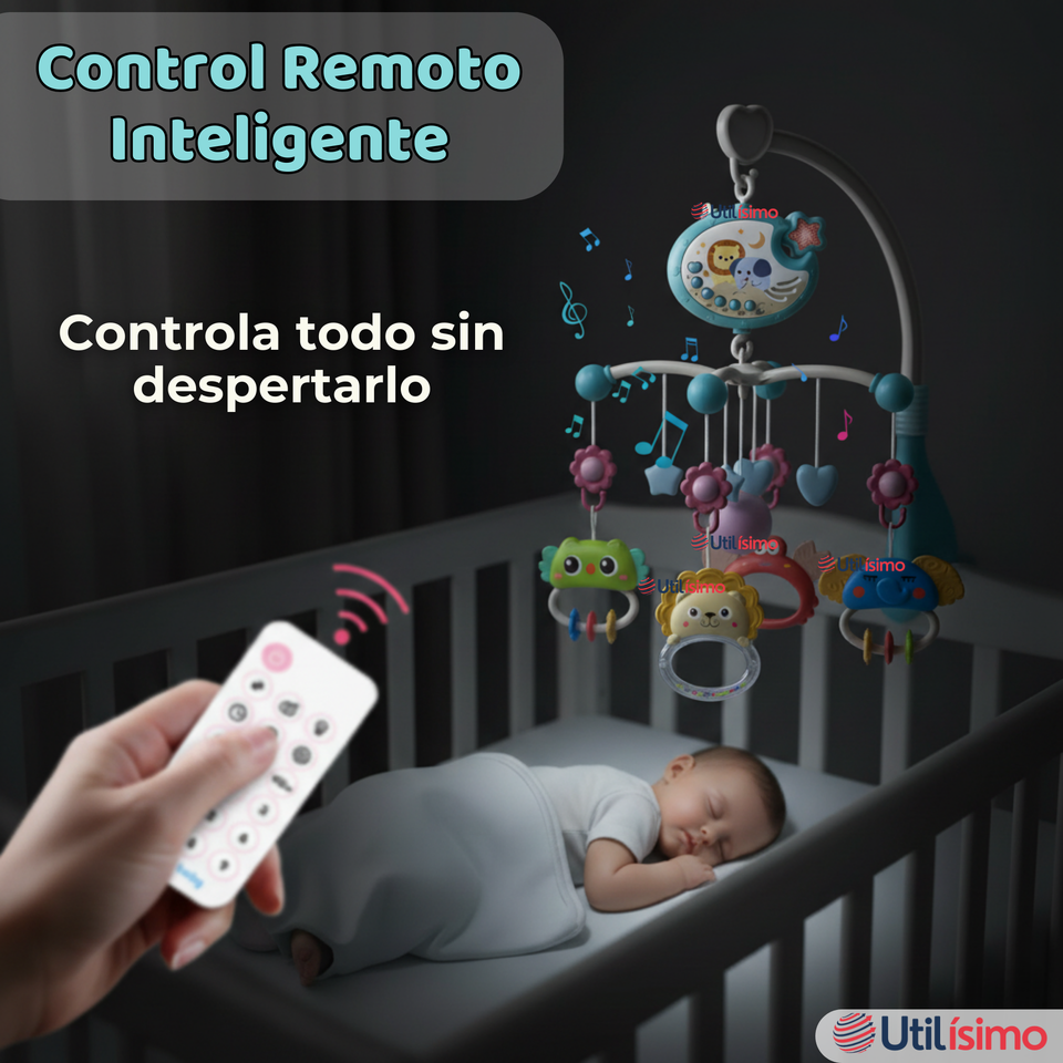 Móvil Giratorio Musical Proyector De Luces Más Control Para Cuna Bebé