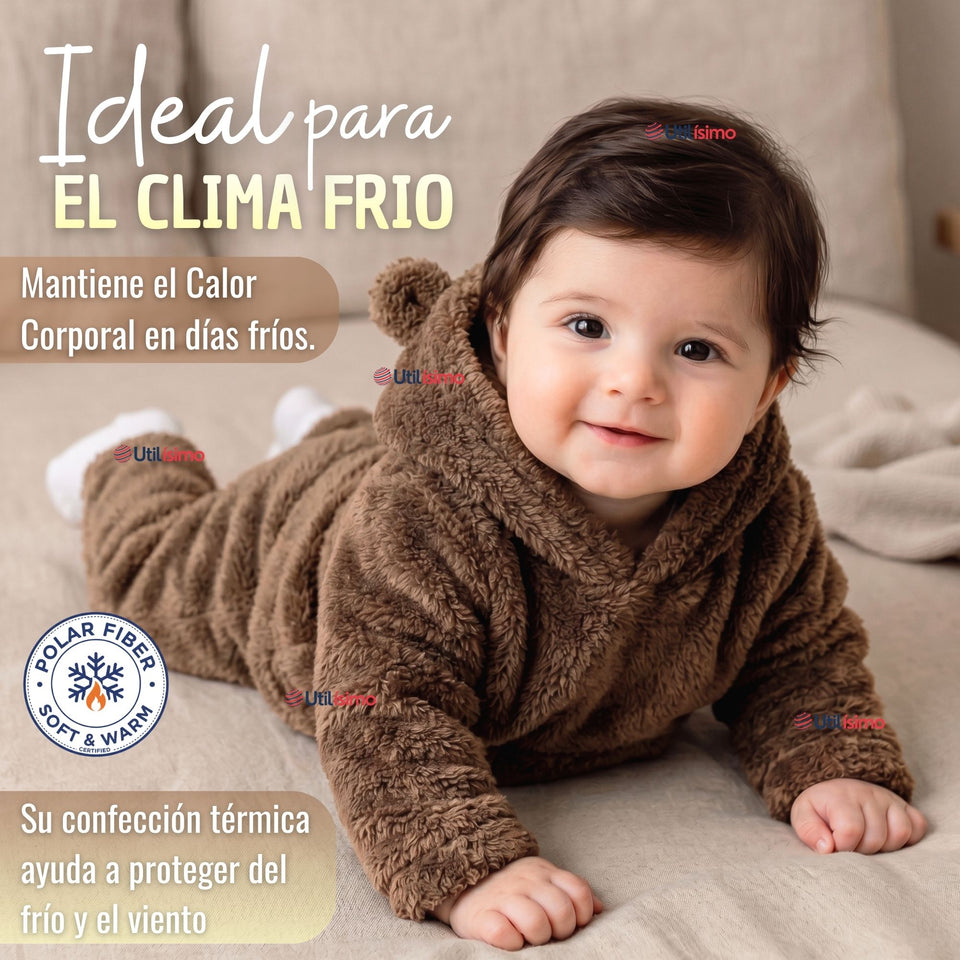 Buzo Polerón Conjunto Polar Niño Unicolor Café Oscuro