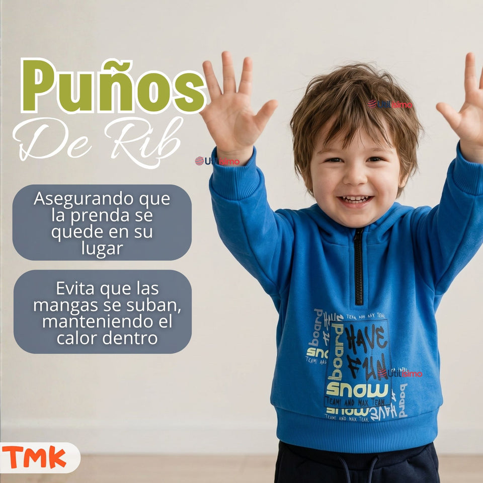 Conjunto Buzo Polerón 2 Piezas Bebé Niño Tedmimak Fun Blue
