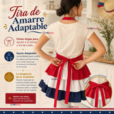 Pack 3 Delantales Diseño Tricolor Con Vuelos Mujer Fiestas Patria