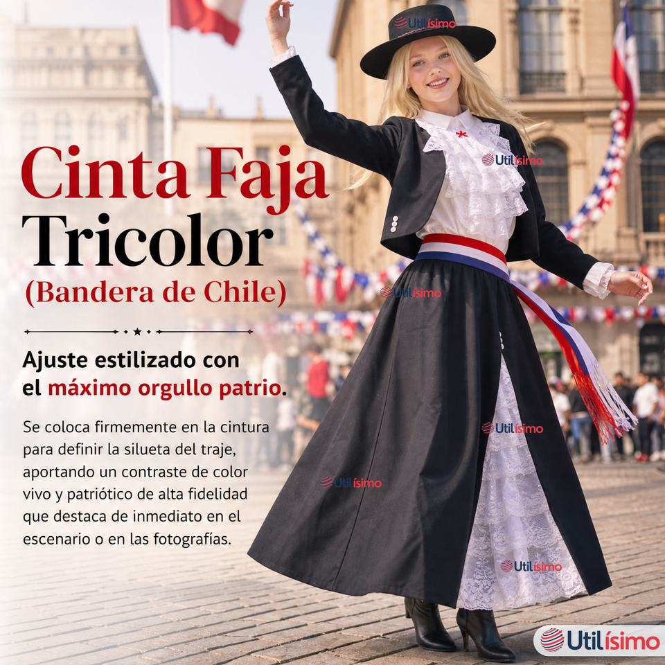 Traje Huasa Elegante Negro Juvenil Conjunto 7 Piezas Tipico Fiestas Patrias