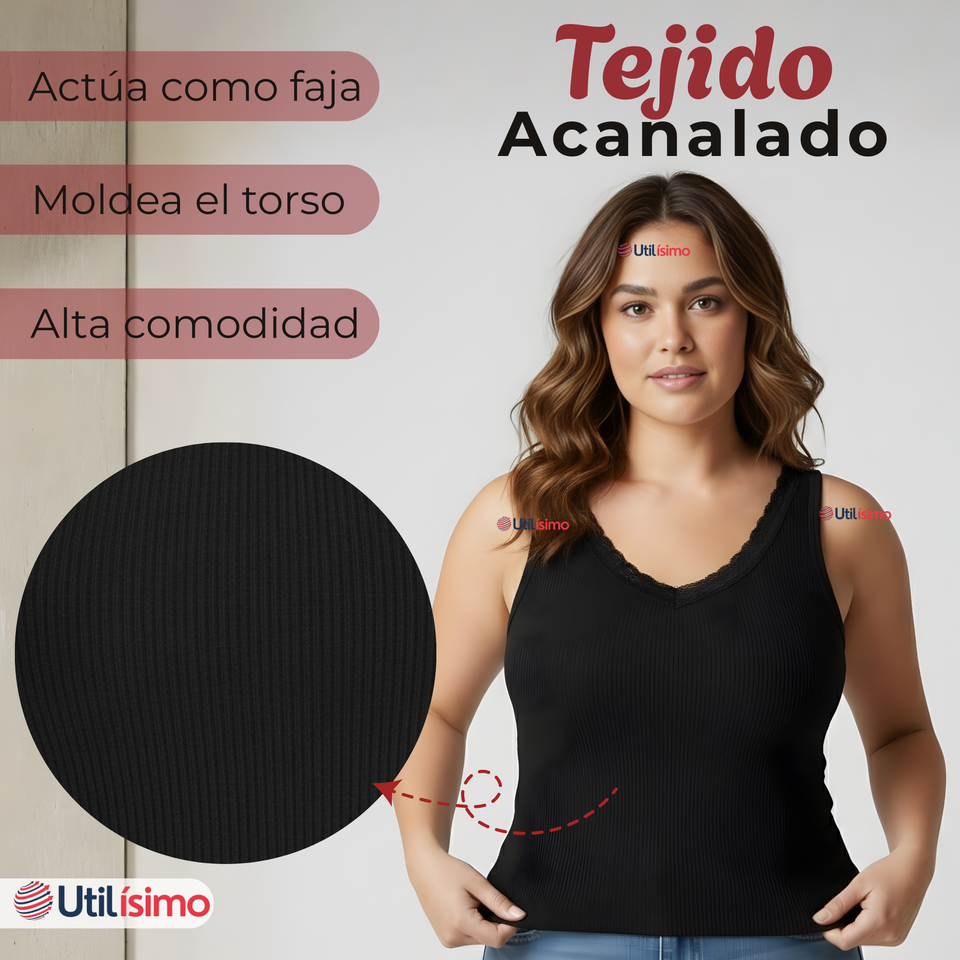 Pack 6 Camisetas Poleras Sin Mangas Tela Acanalada Algodón Mujer Colores Surtidos