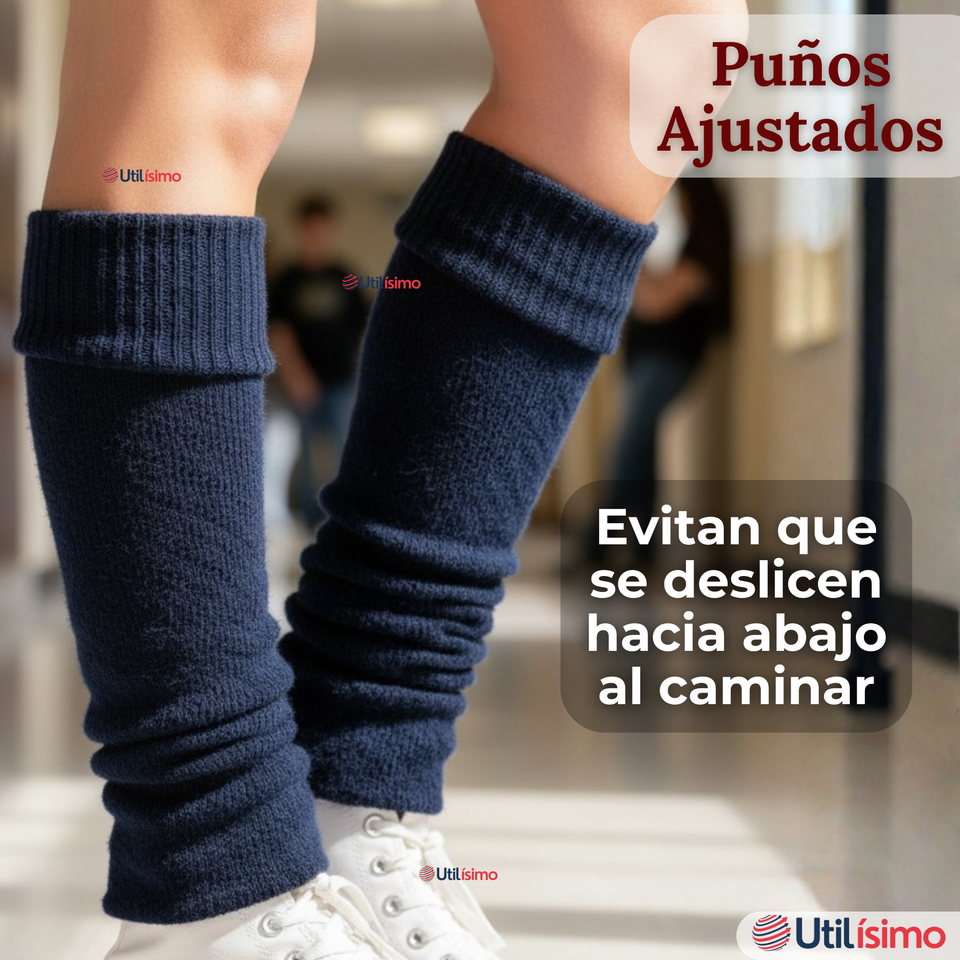 Pack 3 Polainas Escolares Invierno Abrigadoras Niña Azul Acrílico