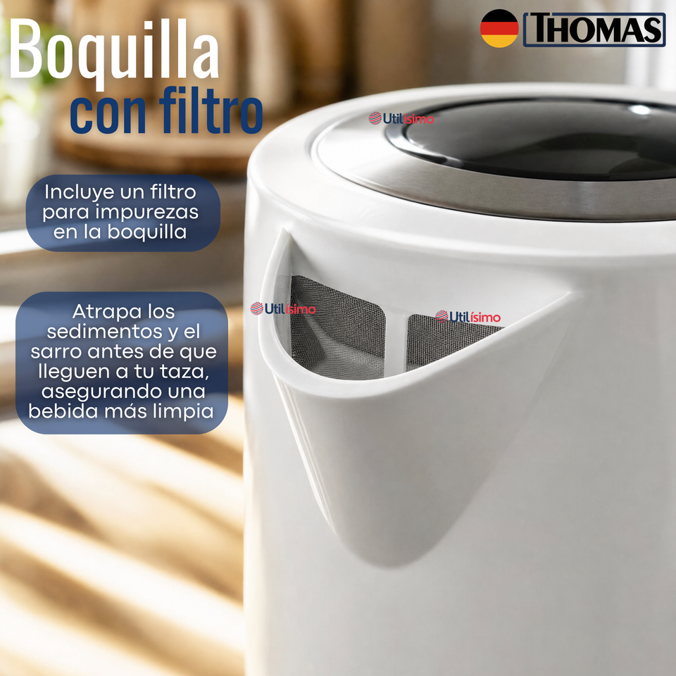 Hervidor Eléctrico Thomas 3lt Alta Potencia Tecnologia Alemana Blanco