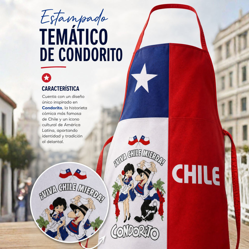 Delantal Pechera Condorito Bandera Chile Fiestas Patrias