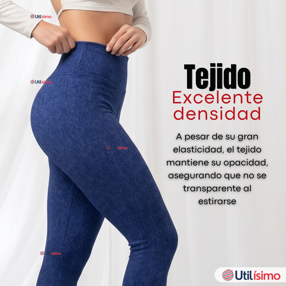 Calza Polar Con Chiporro Térmica Mujer Elásticada Azul Jeans