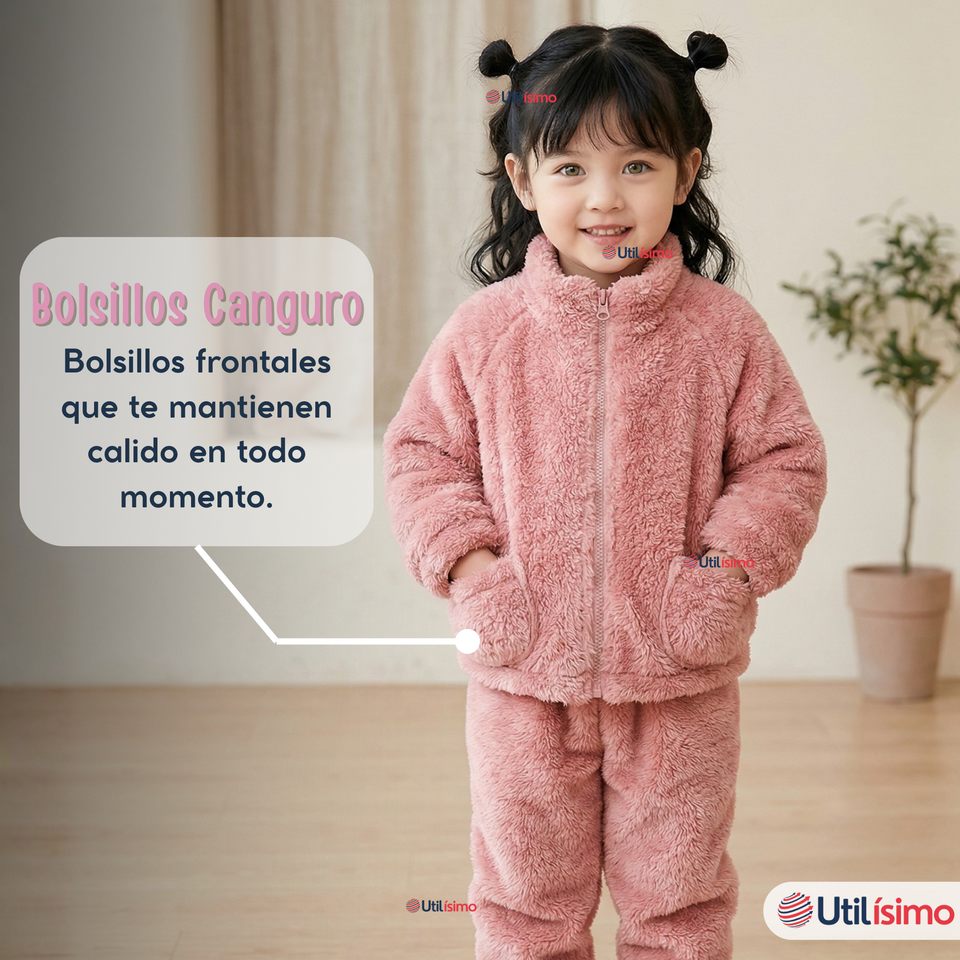 Conjunto 2 Piezas Buzo Polerón Pantalón Bebe Niña Poliéster Pink