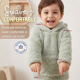 Buzo Polerón Conjunto Polar Niño Con Capucha Unicolor Verde Claro