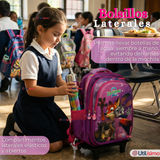 Mochila Escolar Con Ruedas + Estuche + Lonchera 46cm Desmontable Poliéster Fucsia Zootopia Niña