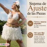 Traje Pascuense Típico Blanco Con Plumas 3 Piezas Juvenil Rapa Nui Fiestas Patrias